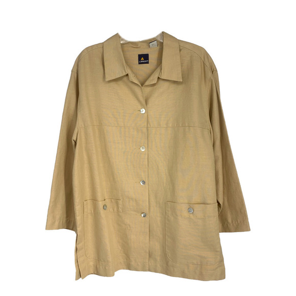 Vintage Liz Claiborne x LizSport Sz L Tan Linen Blend Chore Barn Jacket Topper - Picture 2 of 6